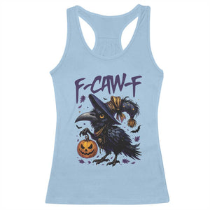 F Caw F Black Crow Halloween Meme Racerback Tank Top TS14 Light Blue Print Your Wear