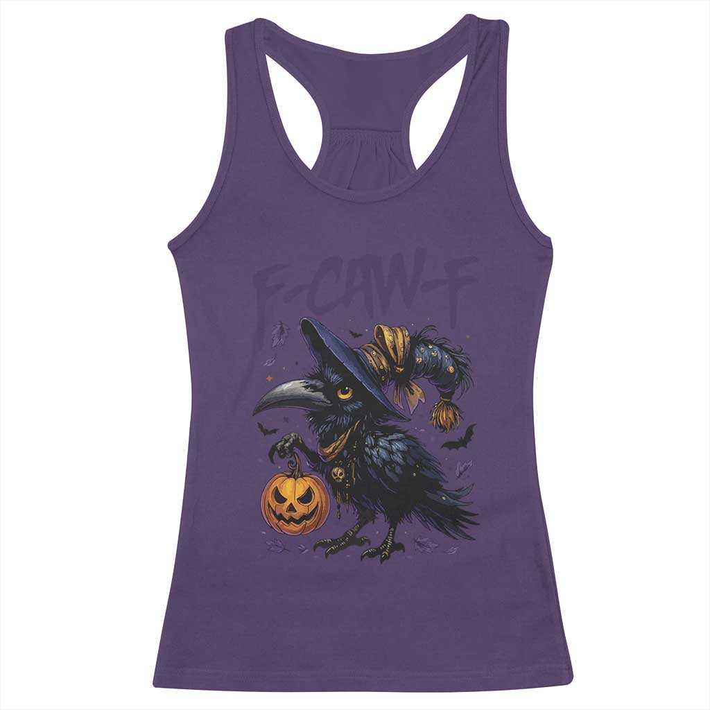 F Caw F Black Crow Halloween Meme Racerback Tank Top TS14 Purple Print Your Wear