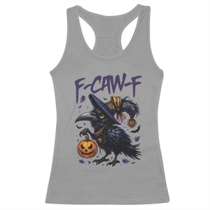 F Caw F Black Crow Halloween Meme Racerback Tank Top TS14 Sport Gray Print Your Wear