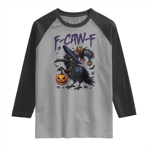 F Caw F Black Crow Halloween Meme Raglan Shirt TS14 Sport Gray Black Print Your Wear