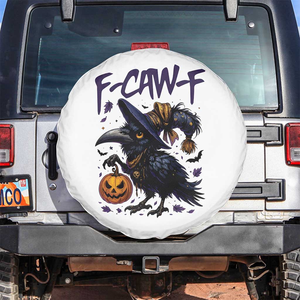F Caw F Black Crow Halloween Meme Spare Tire Cover TS14 No hole White Print Your Wear