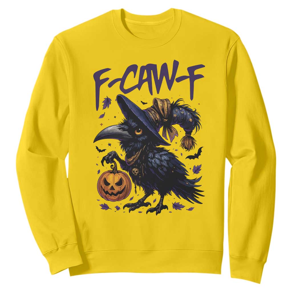 F Caw F Black Crow Halloween Meme Sweatshirt TS14 Daisy Print Your Wear