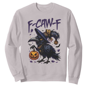 F Caw F Black Crow Halloween Meme Sweatshirt TS14 Ice Gray Print Your Wear