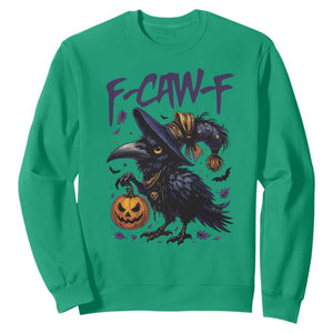 F Caw F Black Crow Halloween Meme Sweatshirt TS14 Irish Green Print Your Wear