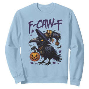 F Caw F Black Crow Halloween Meme Sweatshirt TS14 Light Blue Print Your Wear