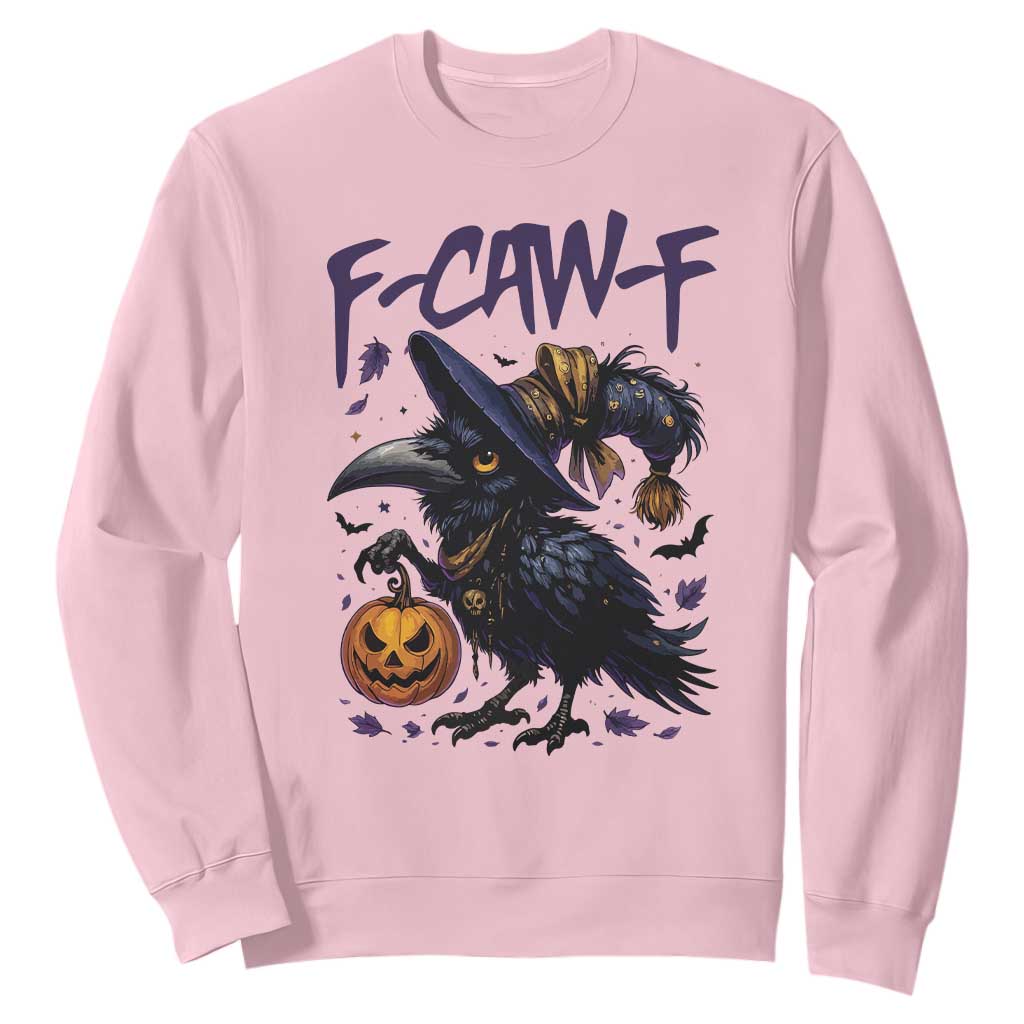 F Caw F Black Crow Halloween Meme Sweatshirt TS14 Light Pink Print Your Wear