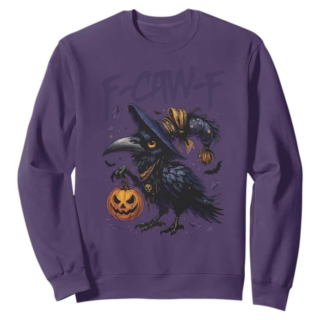 F Caw F Black Crow Halloween Meme Sweatshirt TS14 Purple Print Your Wear