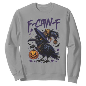 F Caw F Black Crow Halloween Meme Sweatshirt TS14 Sport Gray Print Your Wear