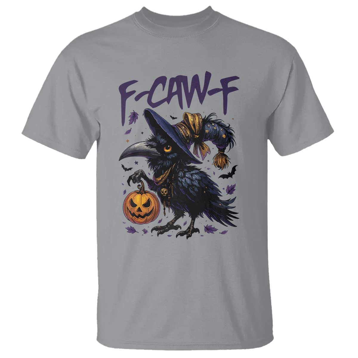 F Caw F Black Crow Halloween Meme T Shirt TS14 Sport Gray Print Your Wear