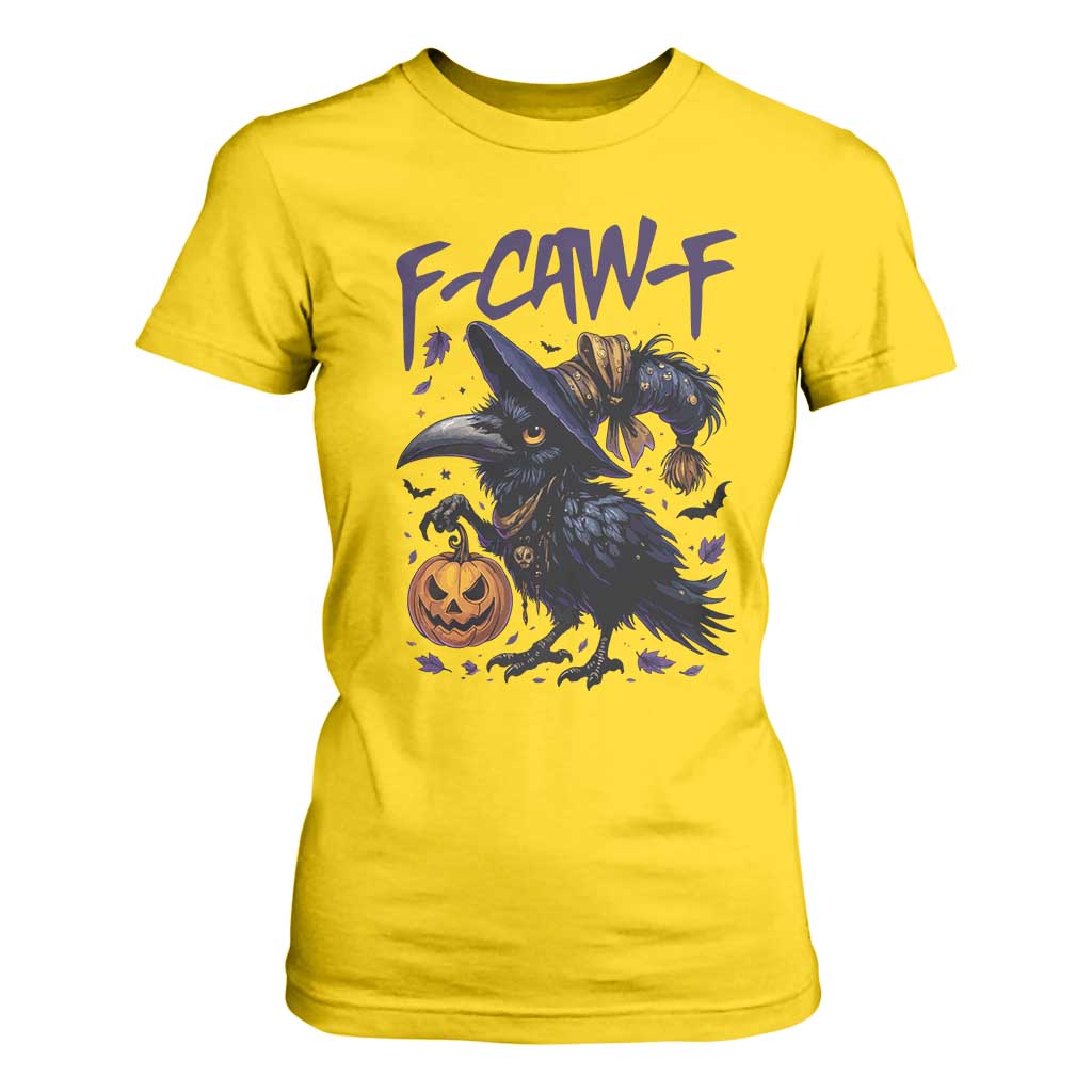 F Caw F Black Crow Halloween Meme T Shirt For Women - Print Your Wear