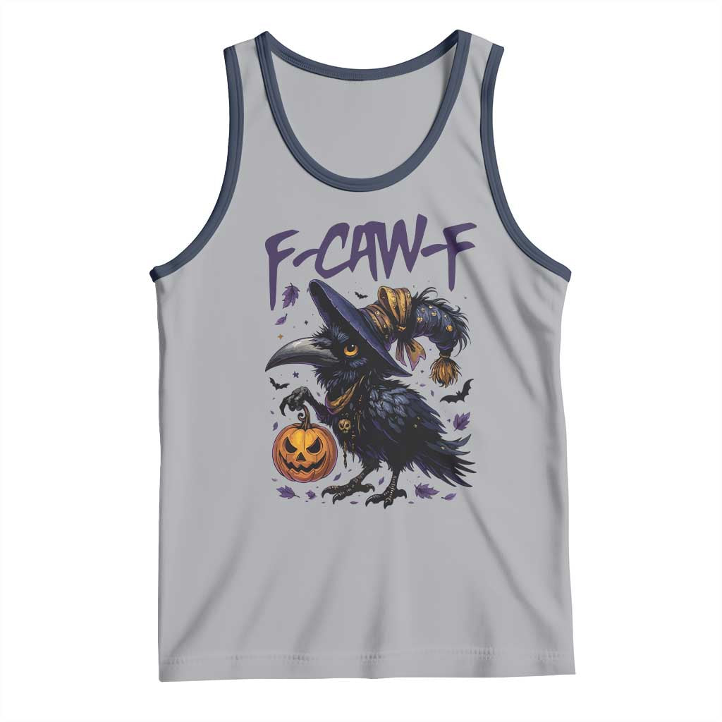F Caw F Black Crow Halloween Meme Tank Top TS14 Athletic Heather Navy Print Your Wear