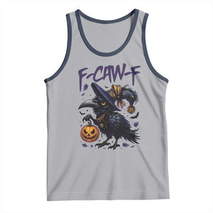 F Caw F Black Crow Halloween Meme Tank Top TS14 Athletic Heather Navy Print Your Wear