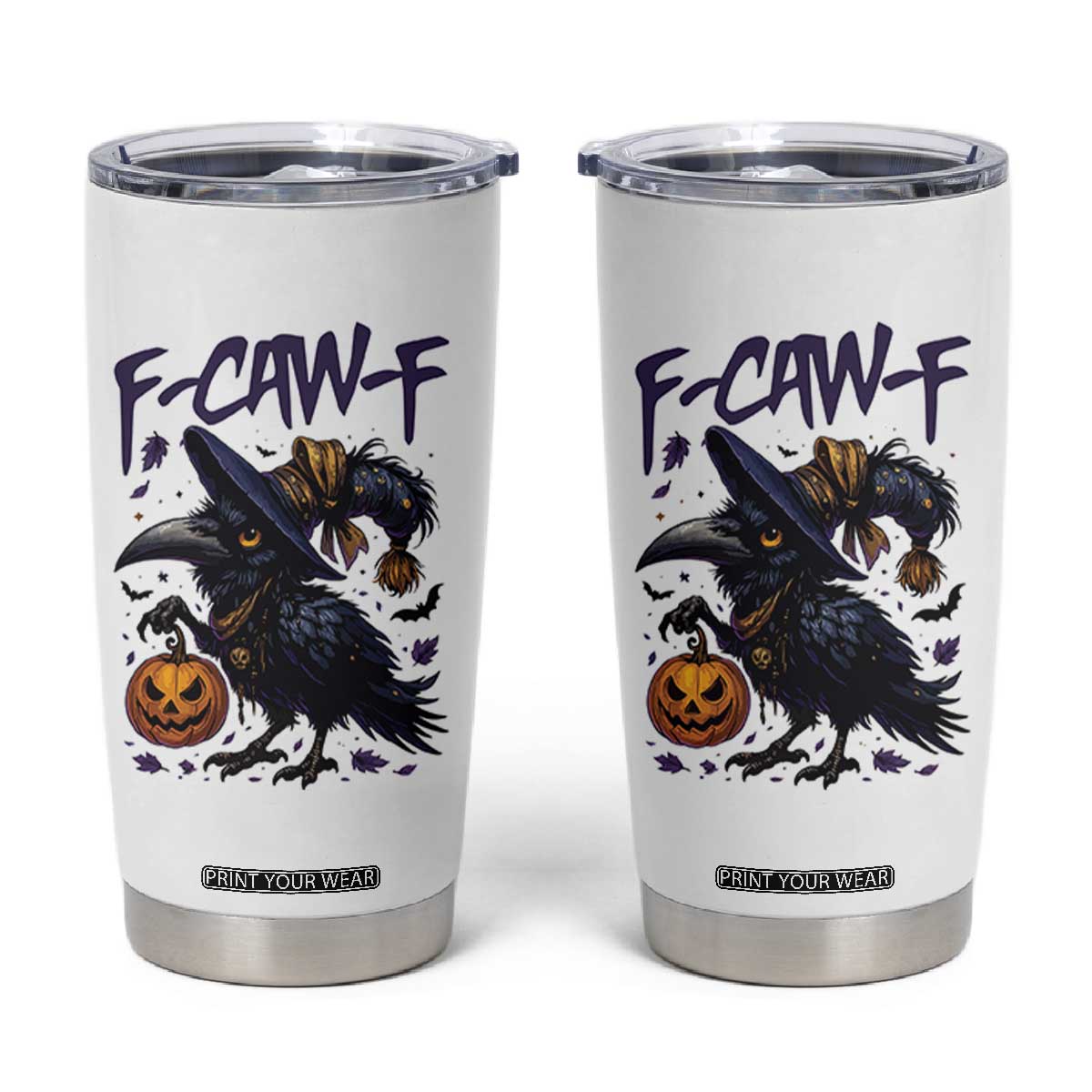 F Caw F Black Crow Halloween Meme Tumbler Cup TS14 White Print Your Wear