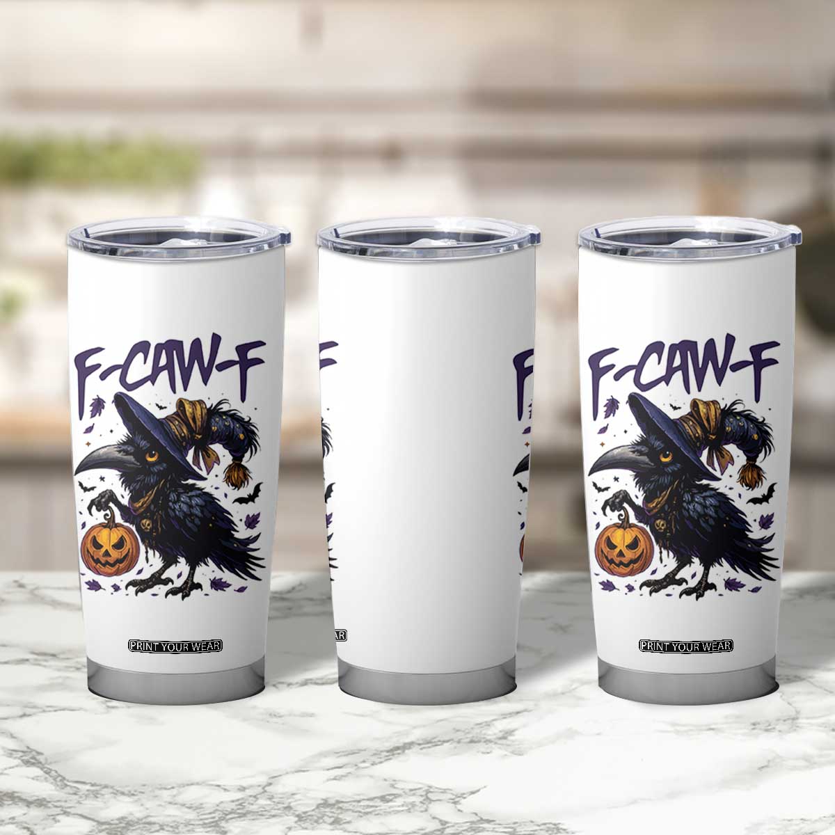 F Caw F Black Crow Halloween Meme Tumbler Cup TS14 Print Your Wear