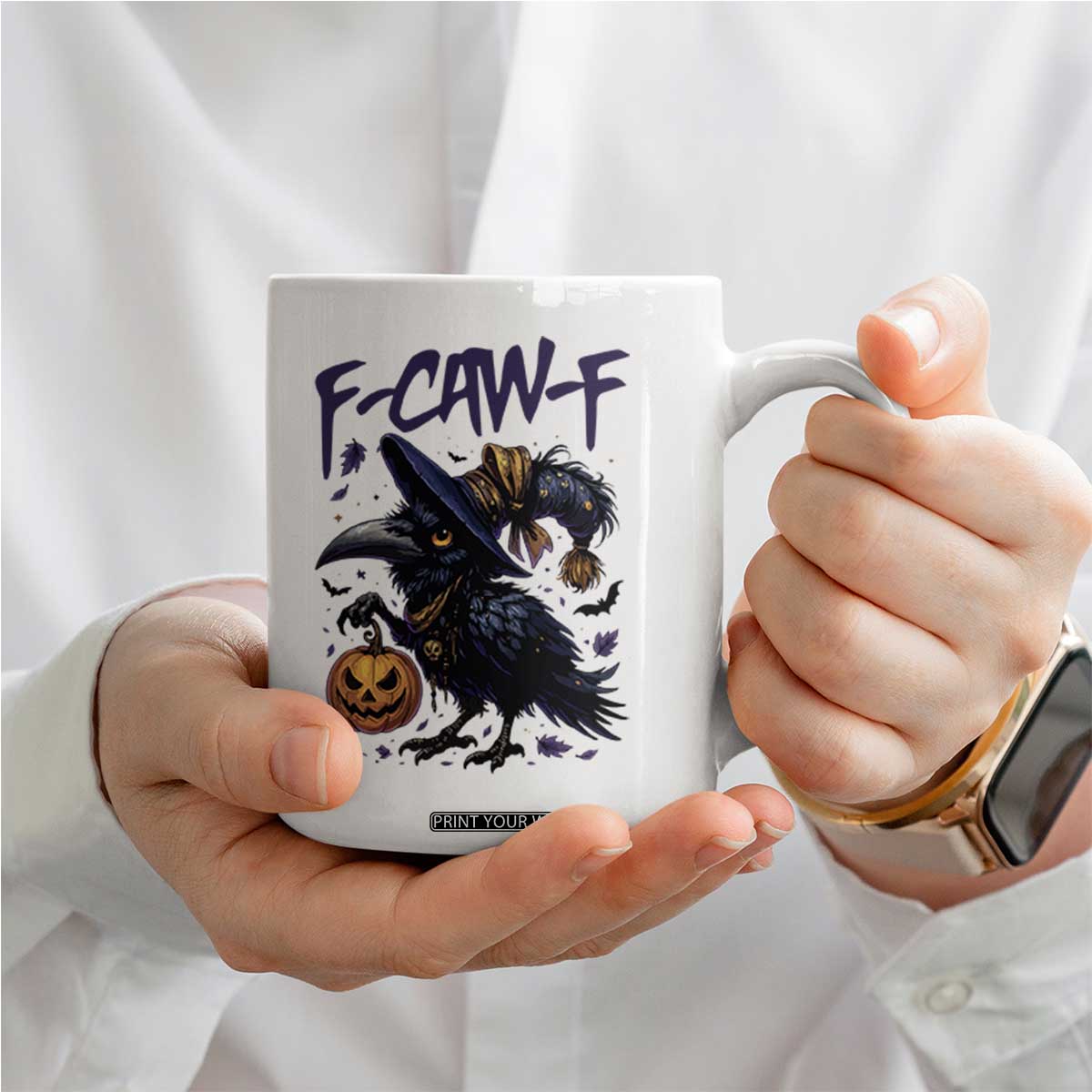 F Caw F Black Crow Halloween Meme Coffee Mug TS14 Print Your Wear