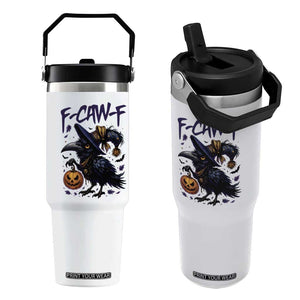 F Caw F Black Crow Halloween Meme Flip Straw Tumbler TS14 One Size: 30 oz White Print Your Wear
