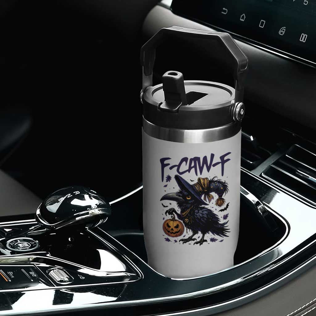 F Caw F Black Crow Halloween Meme Flip Straw Tumbler TS14 Print Your Wear