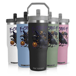 F Caw F Black Crow Halloween Meme Flip Straw Tumbler TS14 Print Your Wear