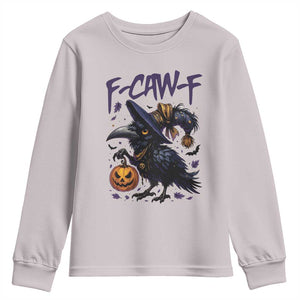 F Caw F Black Crow Halloween Meme Youth Sweatshirt TS14 Ice Gray Print Your Wear