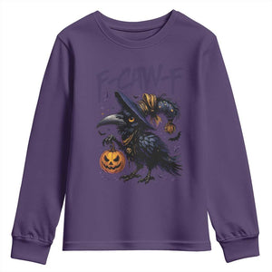 F Caw F Black Crow Halloween Meme Youth Sweatshirt TS14 Purple Print Your Wear