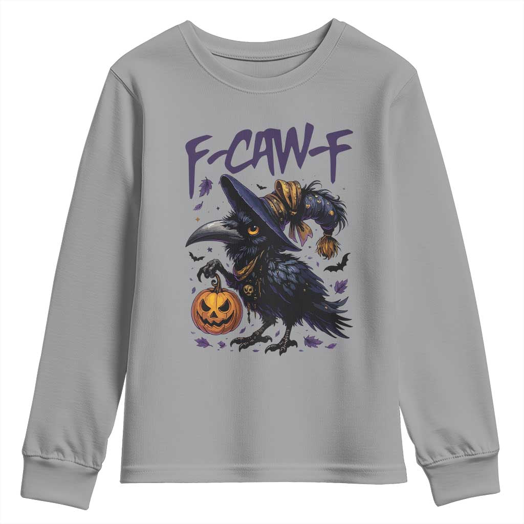 F Caw F Black Crow Halloween Meme Youth Sweatshirt TS14 Sport Gray Print Your Wear