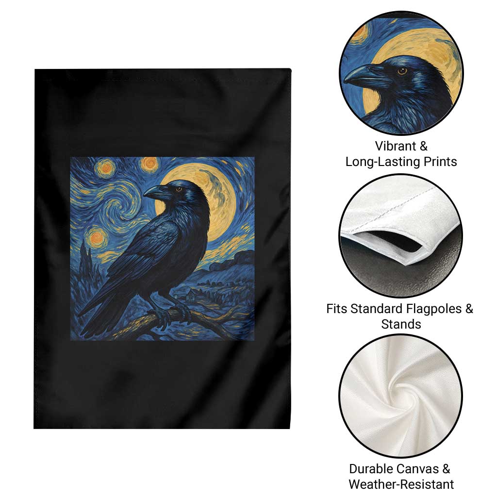Starry Night Raven Moon Van Gogh Garden Flag TS14 Print Your Wear