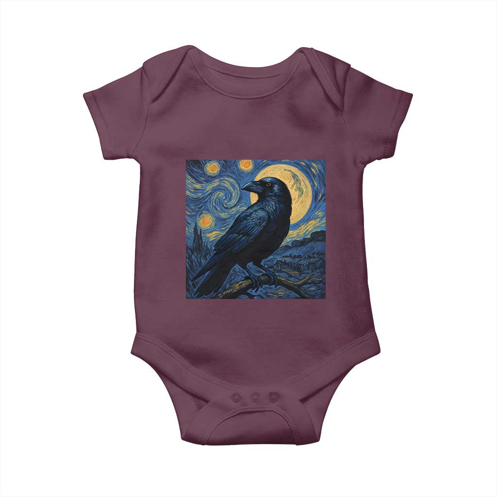 Starry Night Raven Moon Van Gogh Baby Onesie TS14 Maroon Print Your Wear