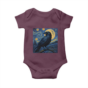 Starry Night Raven Moon Van Gogh Baby Onesie TS14 Maroon Print Your Wear