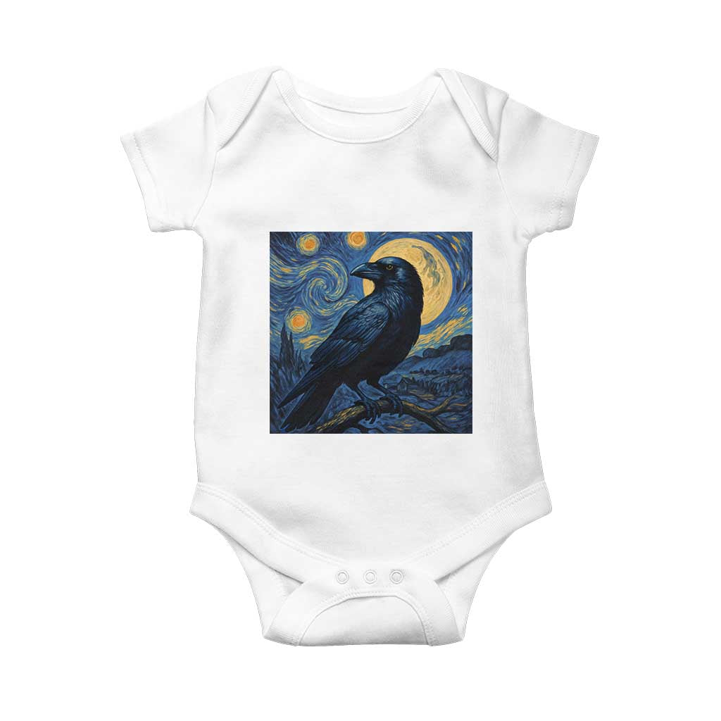Starry Night Raven Moon Van Gogh Baby Onesie TS14 White Print Your Wear