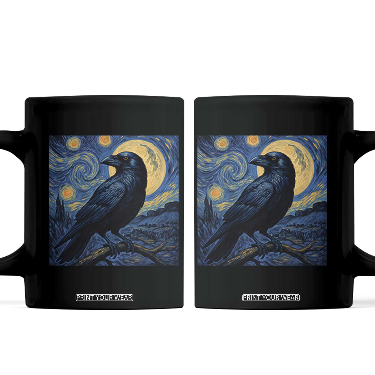 Starry Night Raven Moon Van Gogh Coffee Mug TS14 Black Print Your Wear