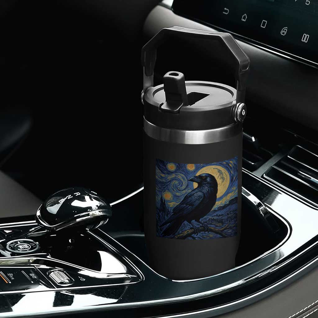 Starry Night Raven Moon Van Gogh Flip Straw Tumbler TS14 Print Your Wear