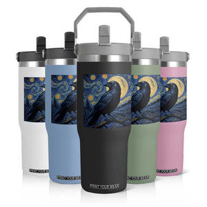 Starry Night Raven Moon Van Gogh Flip Straw Tumbler TS14 Print Your Wear
