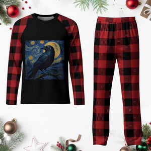 Starry Night Raven Moon Van Gogh Plaid Pajama Set - Print Your Wear