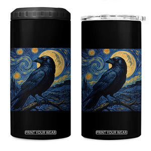 Starry Night Raven Moon Van Gogh 4 in 1 Can Cooler Tumbler TS14 One Size: 16 oz Black Print Your Wear