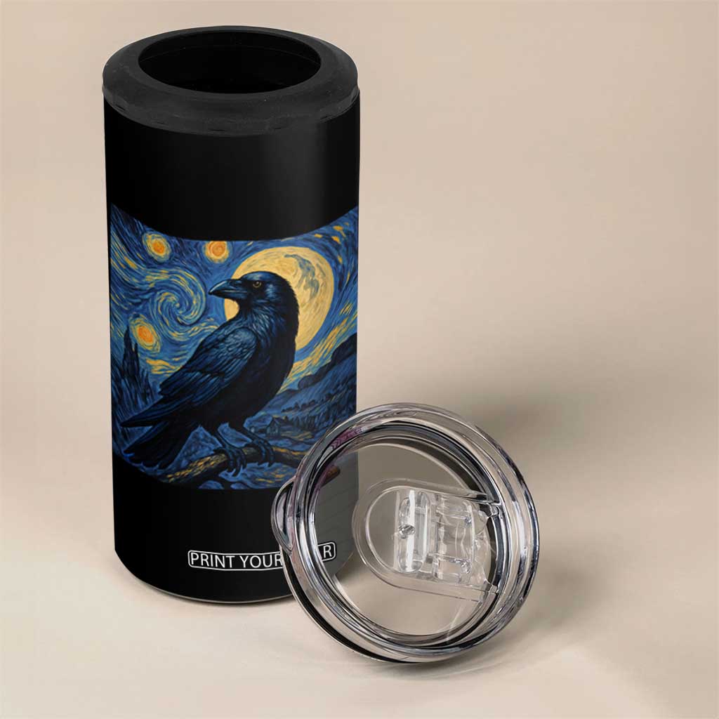 Starry Night Raven Moon Van Gogh 4 in 1 Can Cooler Tumbler TS14 Print Your Wear