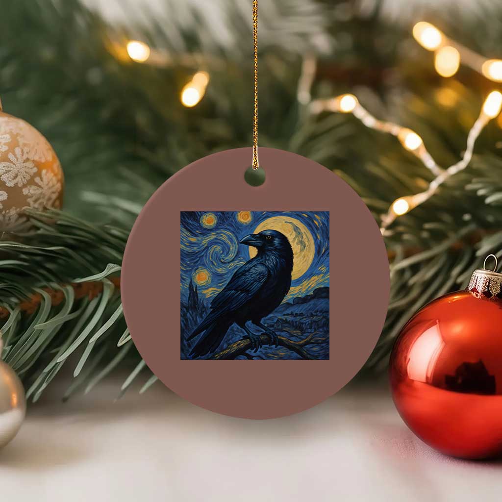 Starry Night Raven Moon Van Gogh Ceramic Ornament TS14 1pc Mocha Print Your Wear