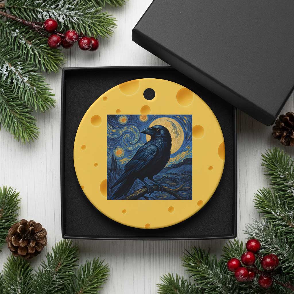 Starry Night Raven Moon Van Gogh Ceramic Ornament TS14 1pc Yellow Cheese Print Your Wear