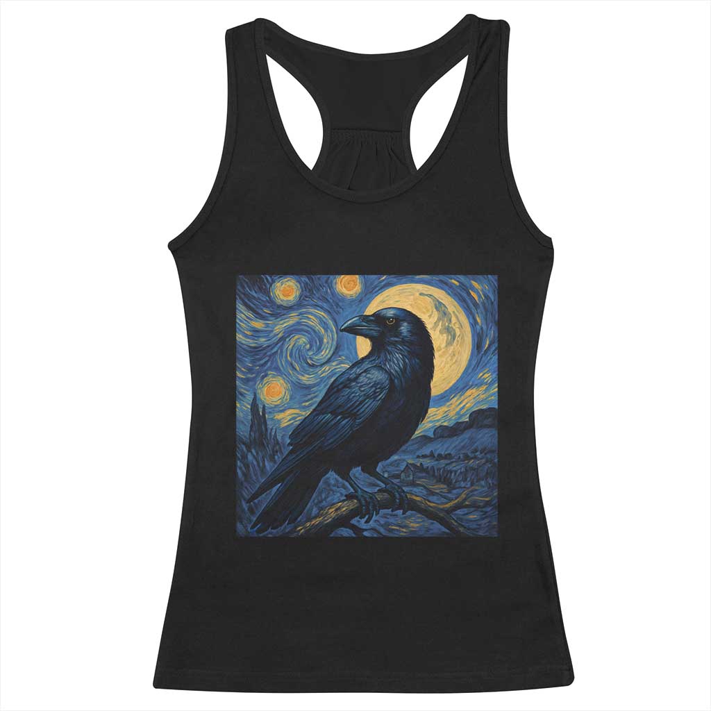 Starry Night Raven Moon Van Gogh Racerback Tank Top TS14 Black Print Your Wear