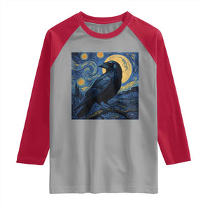 Starry Night Raven Moon Van Gogh Raglan Shirt TS14 Sport Gray Red Print Your Wear