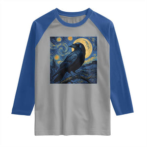 Starry Night Raven Moon Van Gogh Raglan Shirt TS14 Sport Gray Royal Print Your Wear