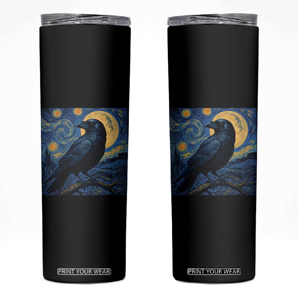 Starry Night Raven Moon Van Gogh Skinny Tumbler TS14 Black Print Your Wear