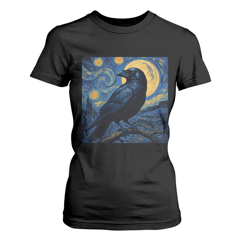 Starry Night Raven Moon Van Gogh T Shirt For Women - Print Your Wear