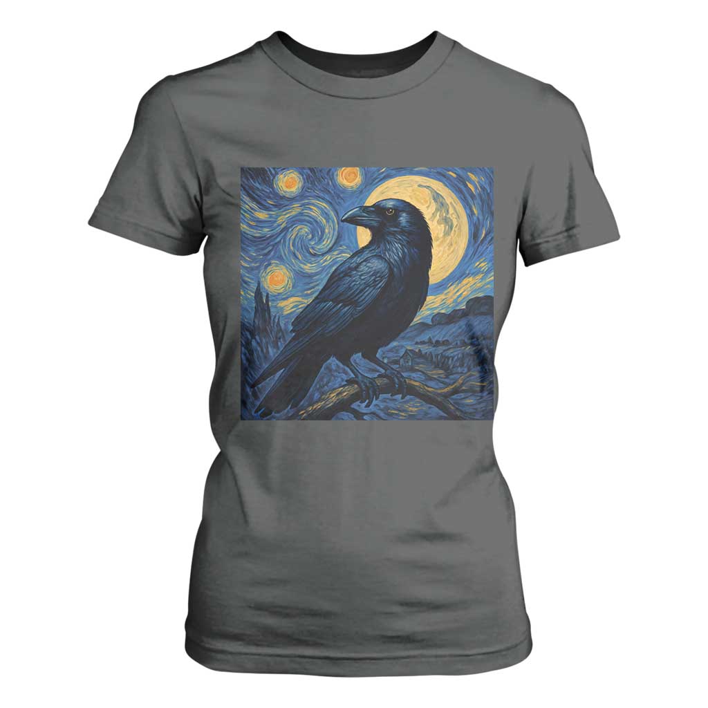 Starry Night Raven Moon Van Gogh T Shirt For Women TS14 Dark Heather Print Your Wear