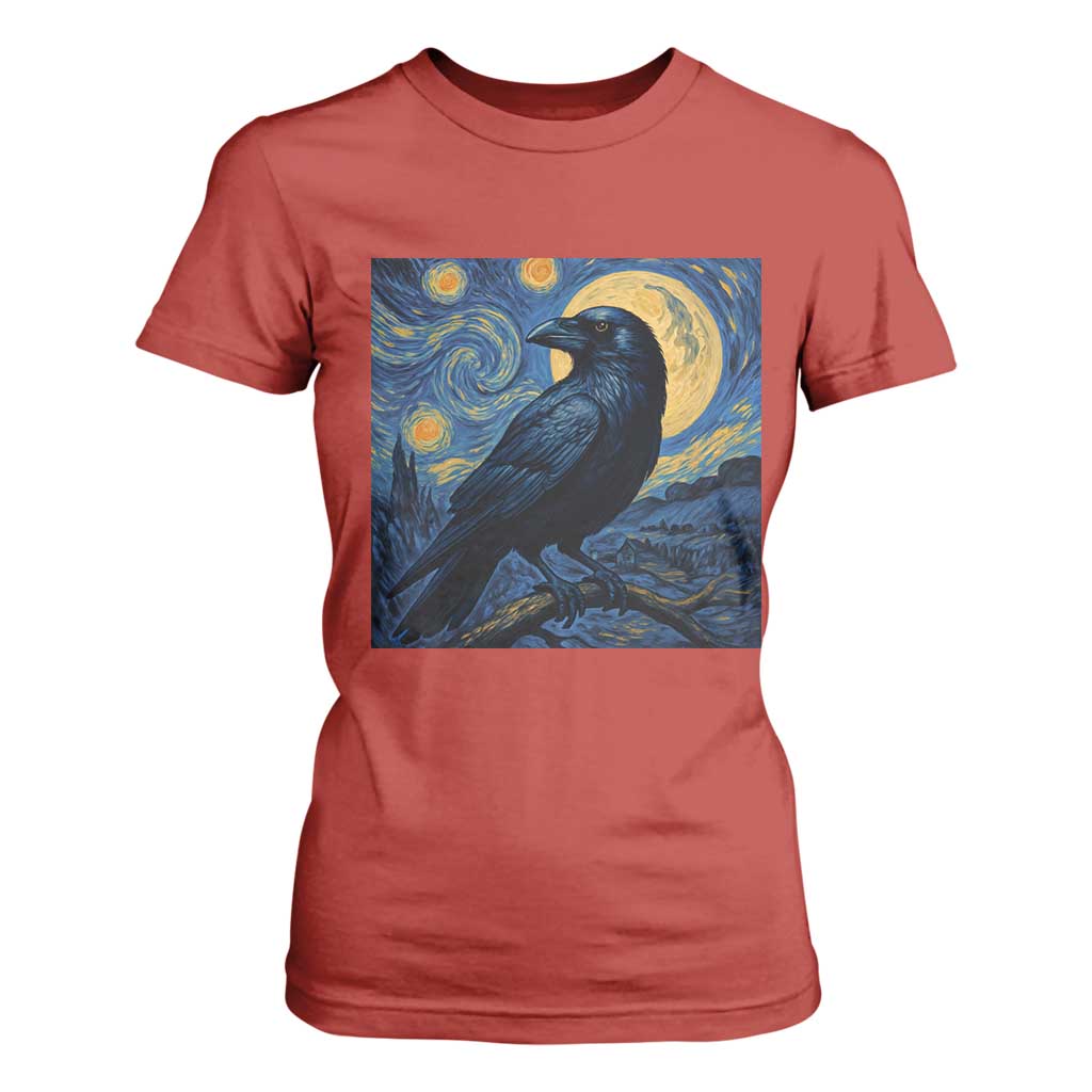 Starry Night Raven Moon Van Gogh T Shirt For Women - Print Your Wear