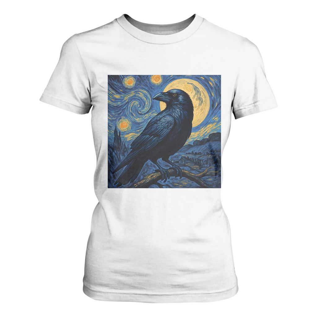 Starry Night Raven Moon Van Gogh T Shirt For Women - Print Your Wear