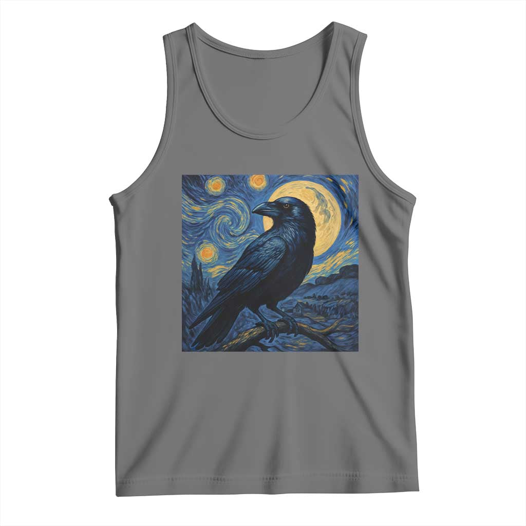 Starry Night Raven Moon Van Gogh Tank Top TS14 Black Heather Print Your Wear