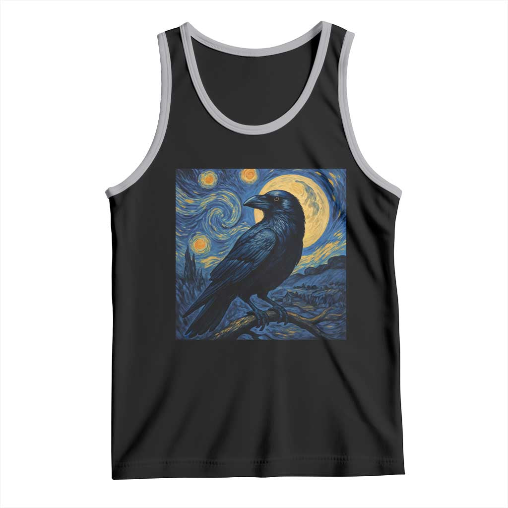 Starry Night Raven Moon Van Gogh Tank Top TS14 Black Athletic Heather Print Your Wear
