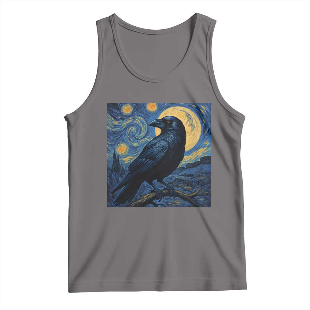 Starry Night Raven Moon Van Gogh Tank Top TS14 Deep Heather Print Your Wear