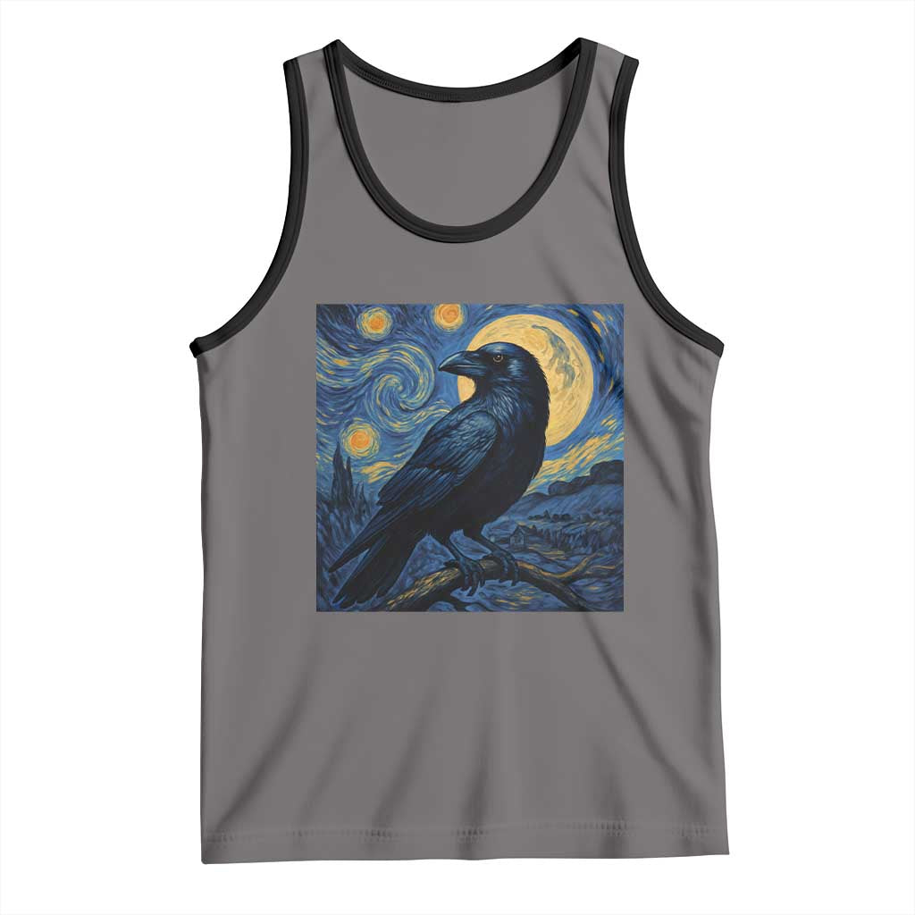 Starry Night Raven Moon Van Gogh Tank Top TS14 Deep Heather Black Print Your Wear