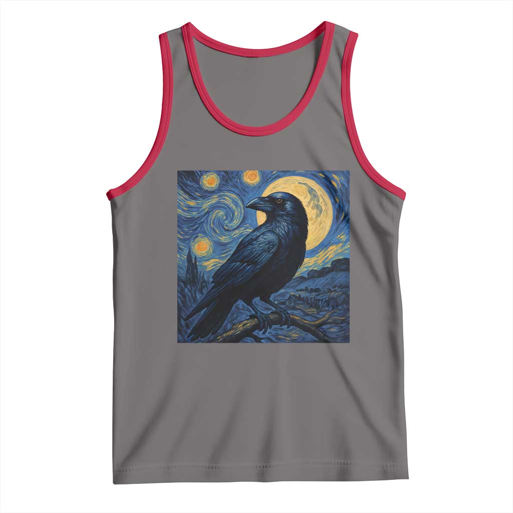 Starry Night Raven Moon Van Gogh Tank Top TS14 Deep Heather Red Print Your Wear
